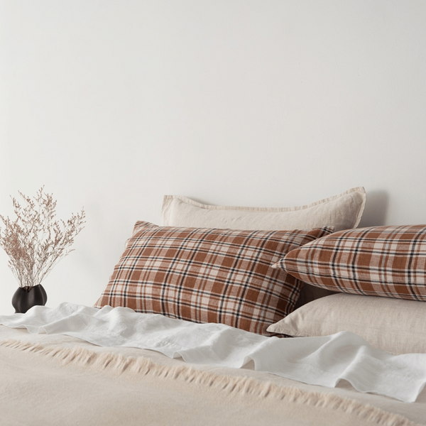 Pure Linen Check Pillowcases